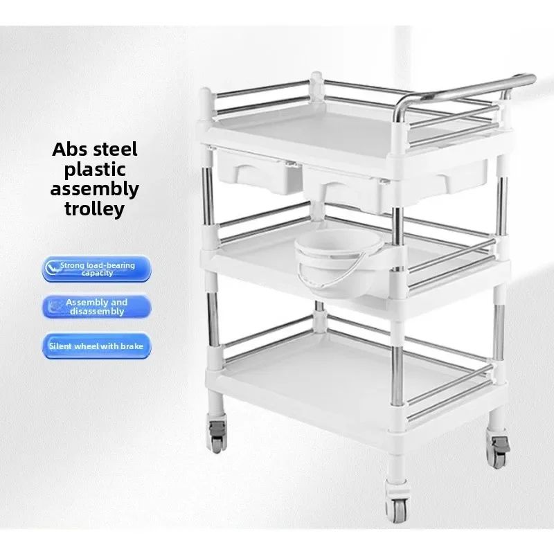 Beauty Cart for Spa Clinic Salon ABS Steel Plastic Rolling Workstation Medical Medical Aesthetic Cart Rolling Cart Trolley Cart