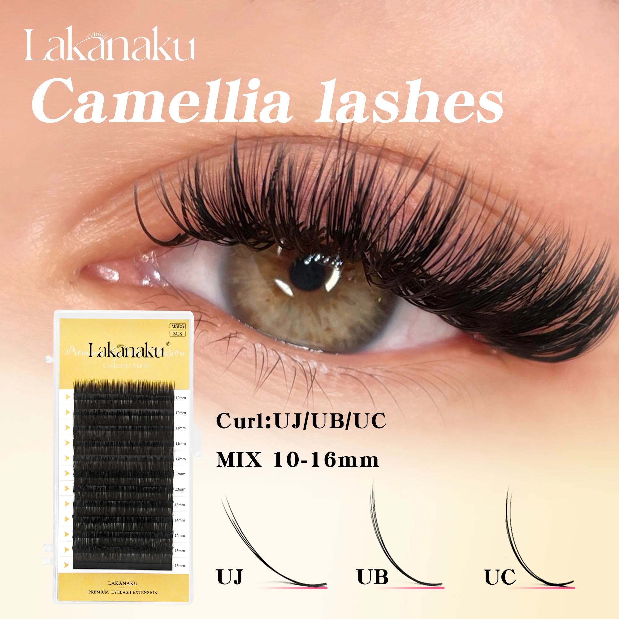 LAKANAKU LB LC LJ CURL Camellia Lashes Pre-bundled Lash Spikes Lashes UB UC UJ Manhua Lashes Wispy Set Multi Layer Eyelashes