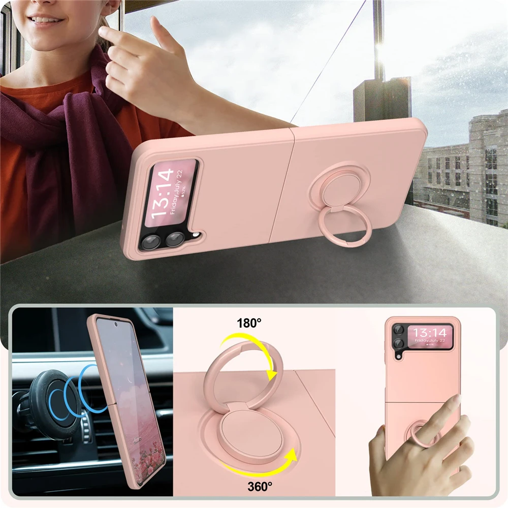 Luxuriöse Flüssigsilikon-Ringhalterung mit magnetischer Halterung für Samsung Galaxy Z Flip 3 4 5 6 7 8 Flip8 Flip7 5G Handyhülle – Detail 4