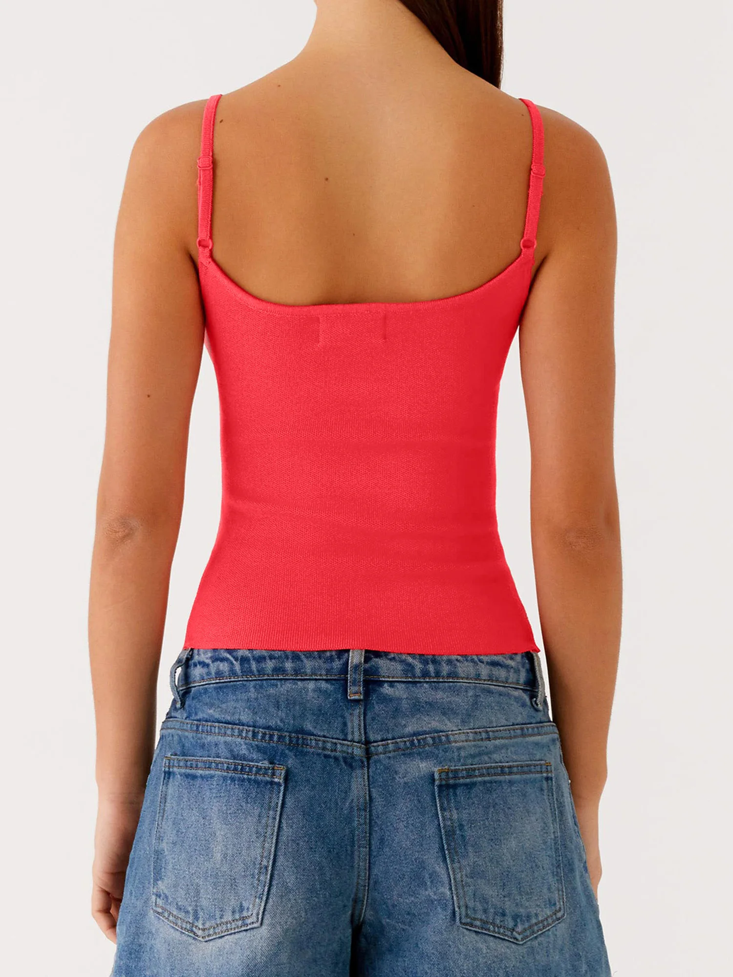 Canotta da donna in maglia senza maniche con spalline e vestibilità con stampa floreale - Elegante canotta corta estiva