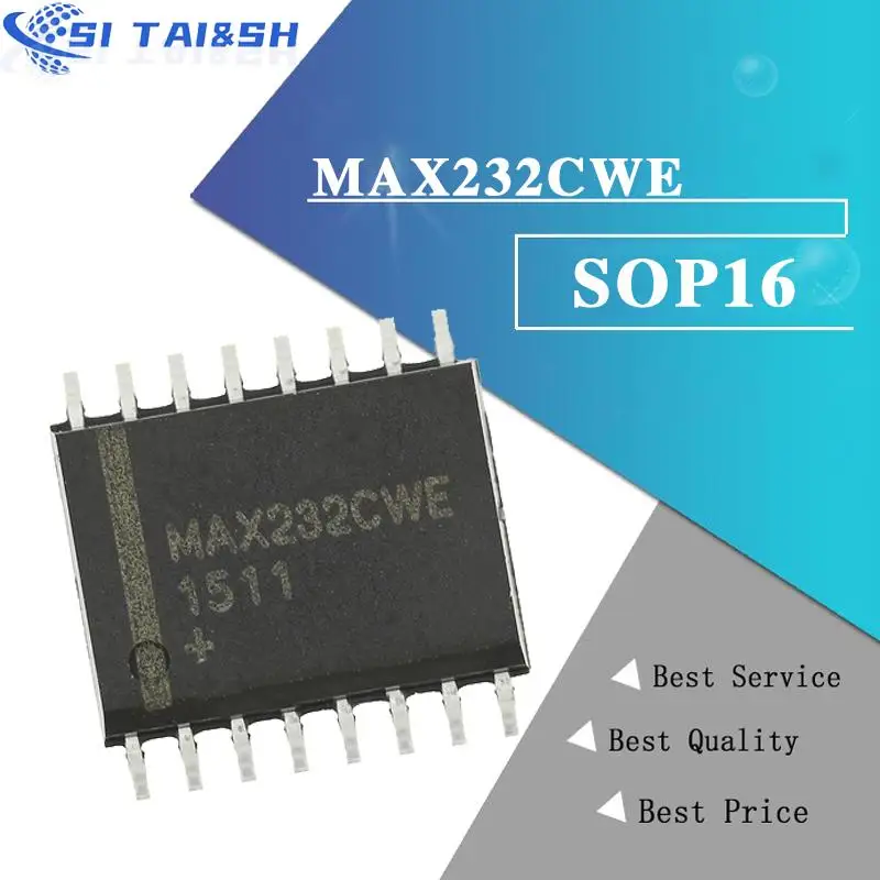 SOP-16 와이드 바디 RS232 트랜시버 인터페이스 패치용 10PCS MAX232CWE 검정색 플라스틱 보호 케이스