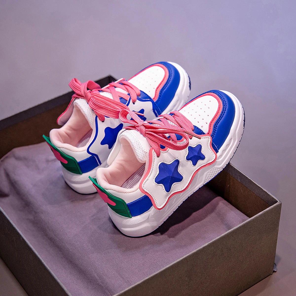 Children Casual Shoes for Girls Fashion Classic with Stars Girls Running Sneakers Breathable Anti-skid Soft Sports Kids Shoes