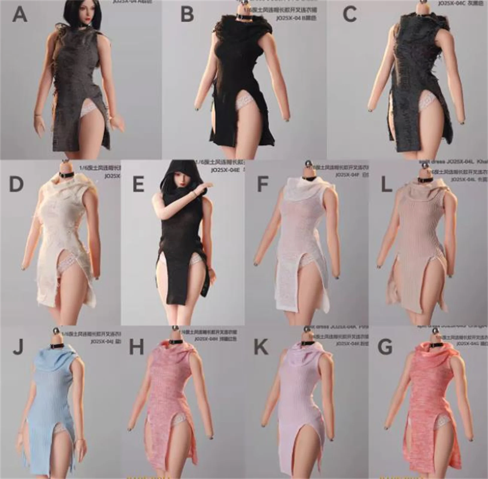 JO25X-04 1/6 Schaal Vrouwelijke Soldaat Modieuze Hoodied Slit Wasteland Stijl Jurk voor 12 inch Model Fit 12 ''Action Figure Body