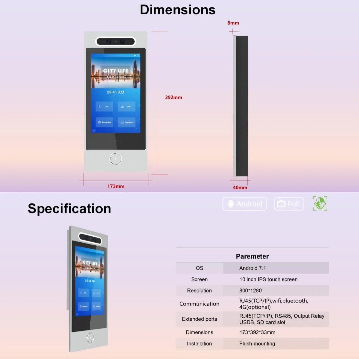 SIP Door Phone 10 Inch Outdoor Panel Support Face Recognition Unlock LTE GSM Video Door Phone POE Apartment Access Control
