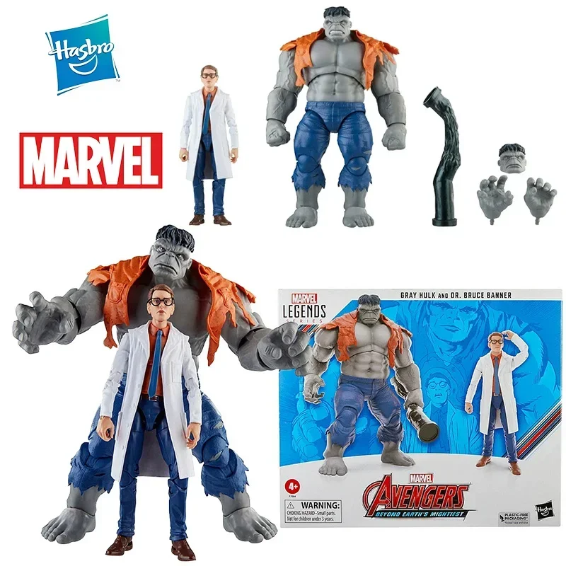 Hasbro Marvel Legends Gray Hulk dan Dr. Bruce Banner 6 inci 16Cm asli Model Action Figure mainan anak koleksi hadiah ulang tahun