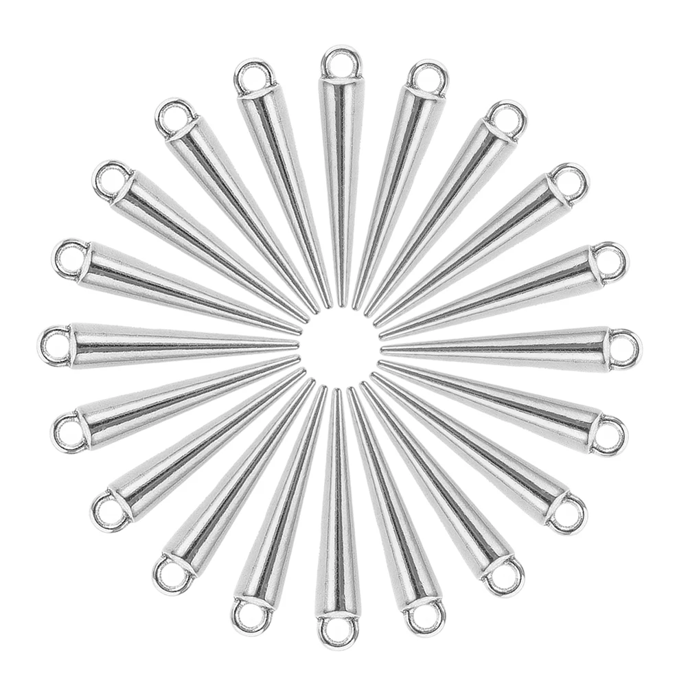 

40Pcs Punk Style Cone Pendants Metal Spike Charms for DIY Jewelry Making Necklaces Bracelets Keyrings Bag Charms Craft
