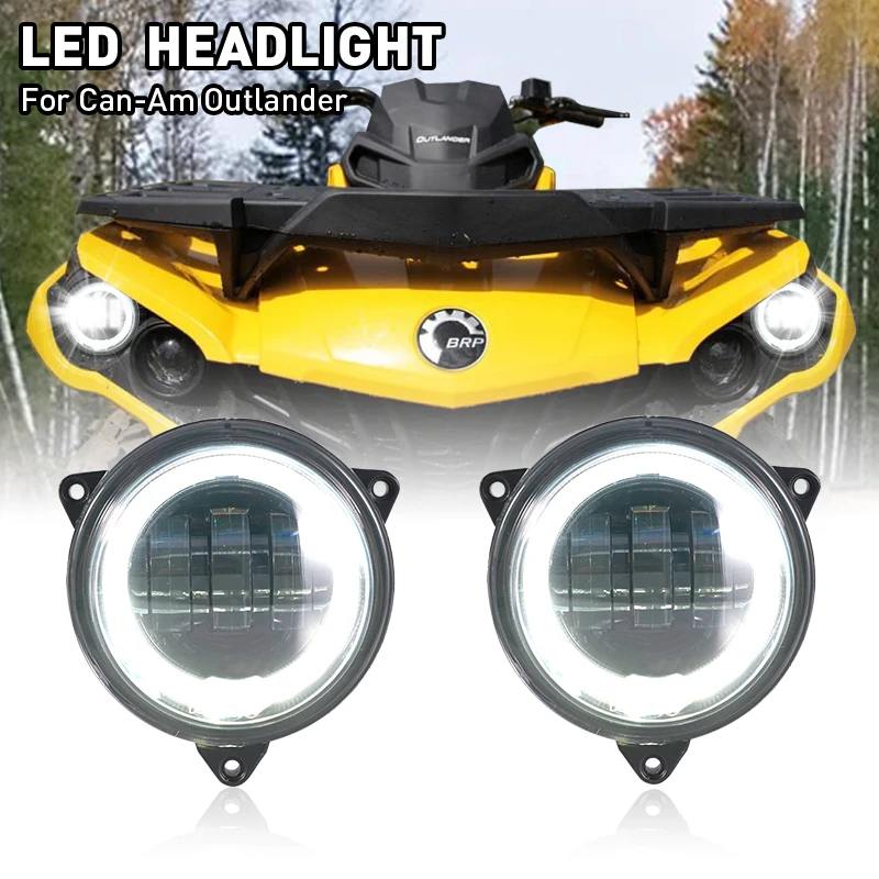 

LED Low Beam Headlights with Halo Ring DRL for Can-Am Outlander 500 650 800 850 1000 XMR STD XT XT-P 2012-2022