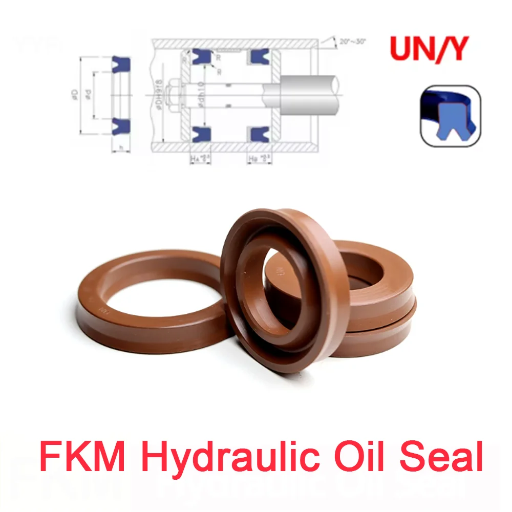FKM Oil Seal UN/UHS/U/Y ID 40/45/48/50-55mm Radial Shaft Hydraulic Seal,Fluorine Rubber Shaft Piston Rod Single Lip U-Shaped Cup