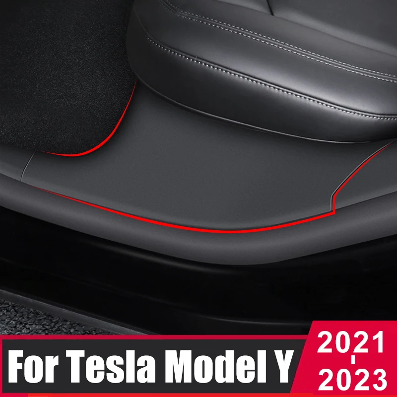 Protectores de alféizar de puerta trasera de coche, almohadilla protectora antipatadas, accesorios de protección ocultos, TPE, para Tesla Model Y