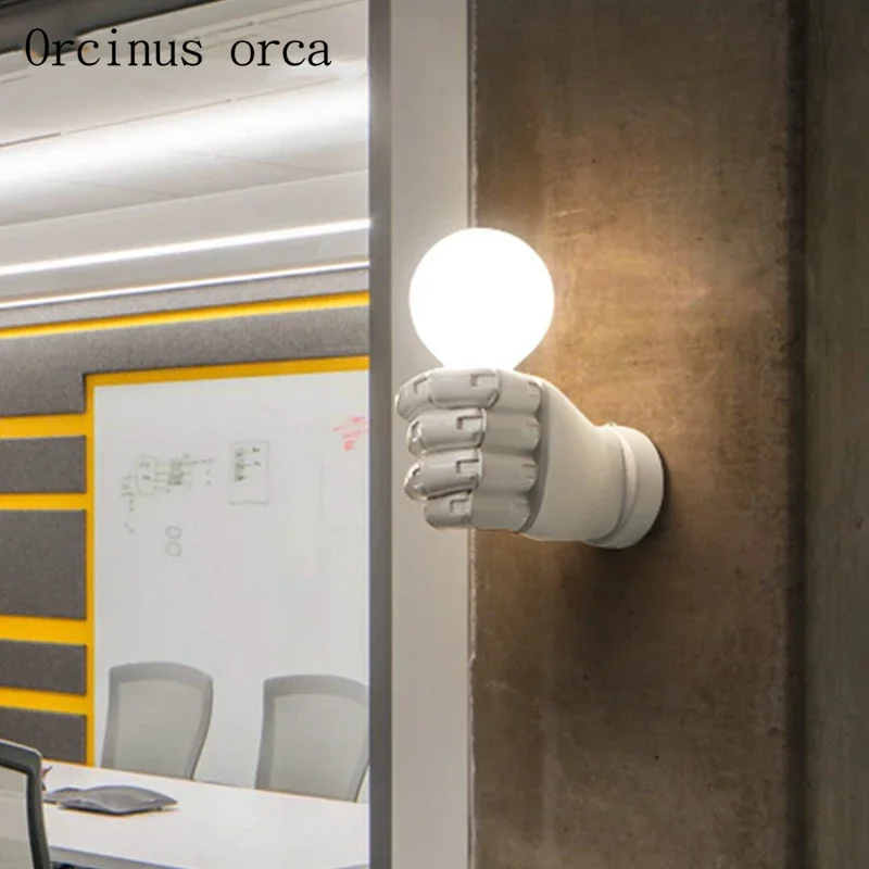 

Postmodern creative personality fist wall lamp bedroom bedside living room simple wall lamp free shipping