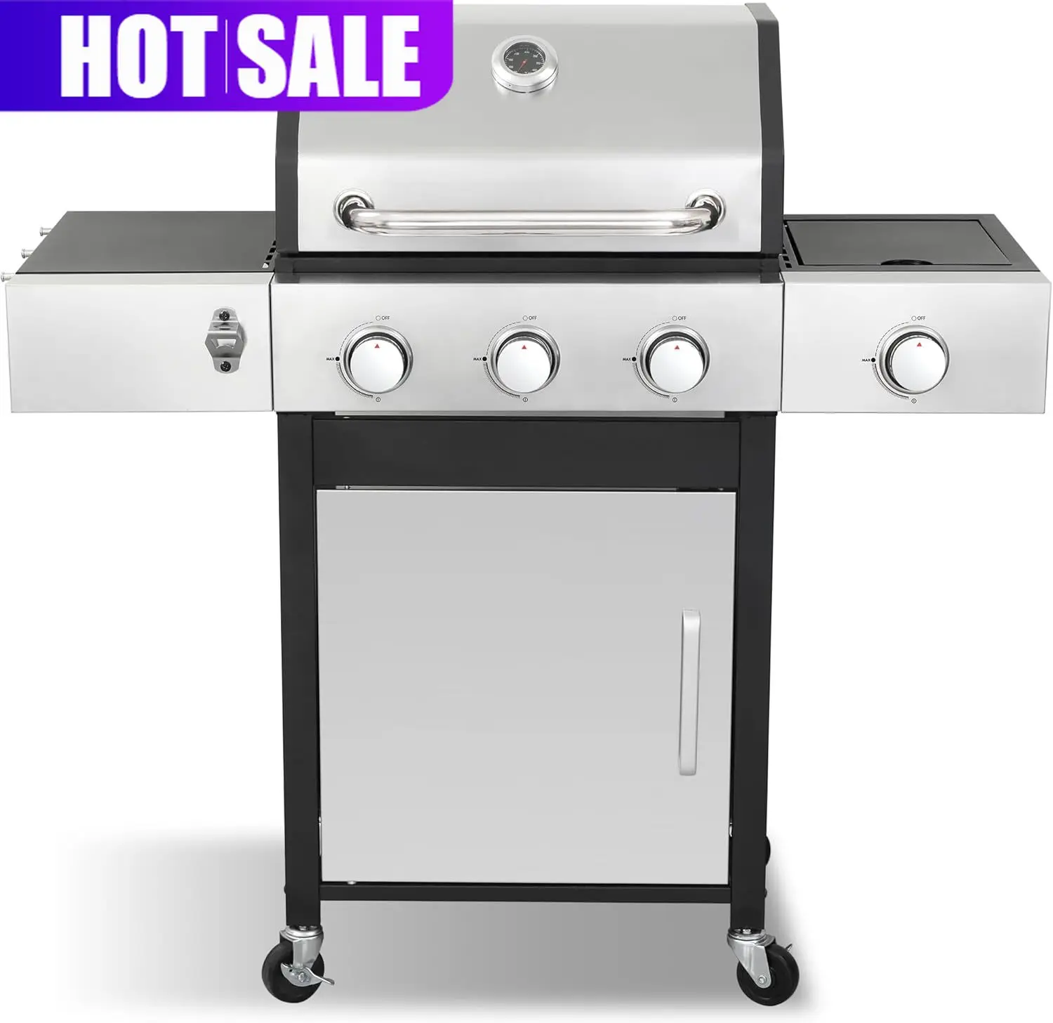 

Газовый гриль с боковой горелкой, три конфорки, пропановый гриль, чугунные решетки с фарфоровой эмалью, крышка с двойными стенками и изоляцией, модель Thirty Nine Thous