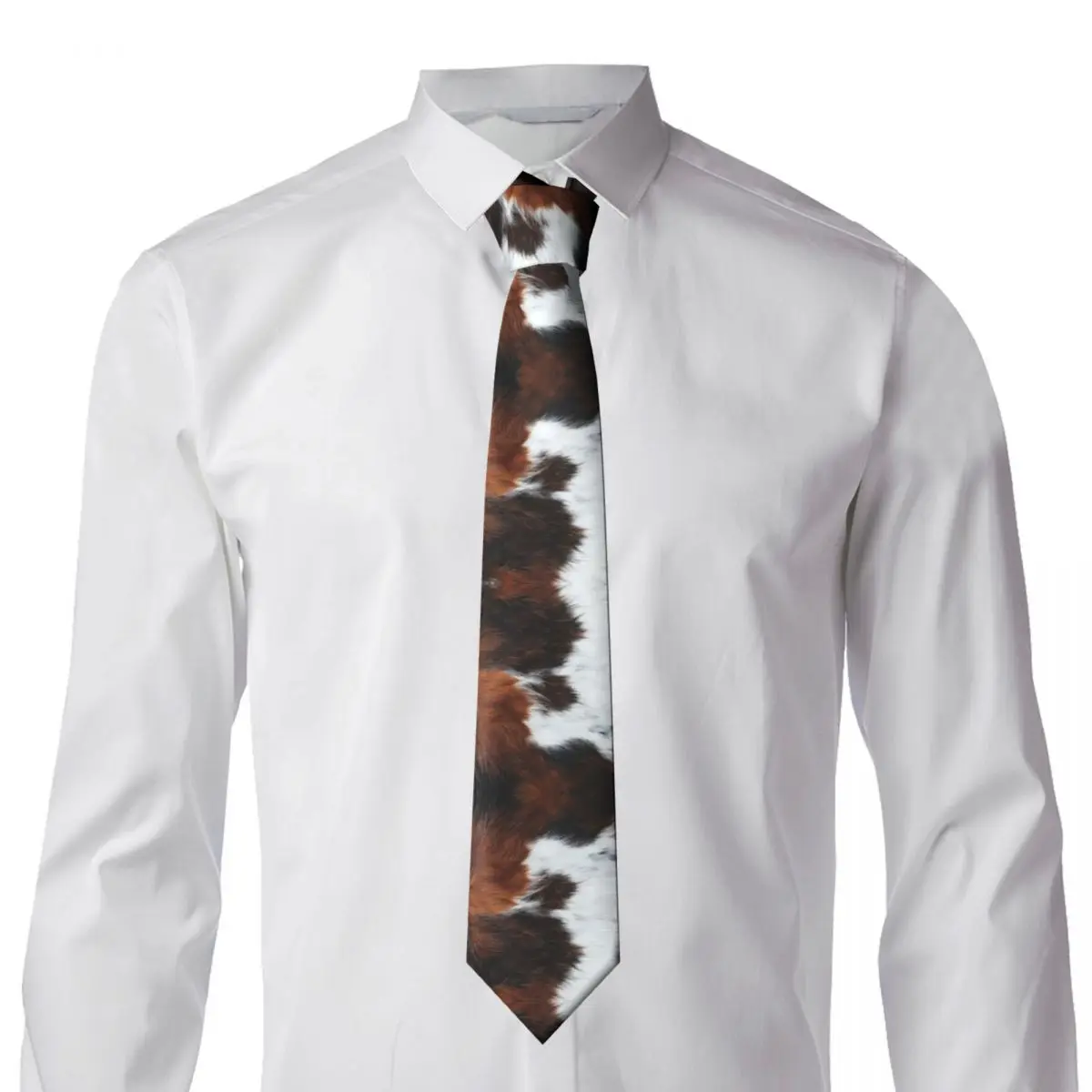 Formal Scottish Highland Cow Cowhide Texture Necktie Men Personalized Silk Animal Hide Leather Business Tie