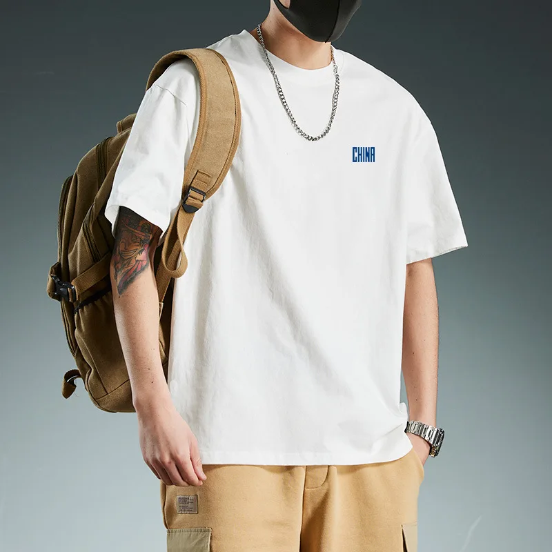 

New Men's Short-Sleeved T-Shirt Clothes Cotton Summer White Body Shirt Bottoming Shirt Tops Boys Round Neck Short-Sleeved T-Shir