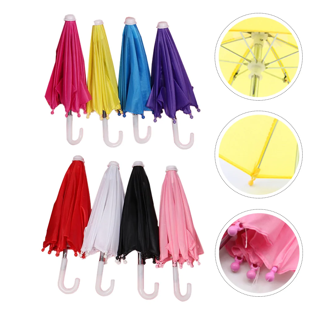 8 Pcs Toy Umbrella Photo Props Phone for Sun Decor Accessories Plastic Baby Child House Beach Umbrellas