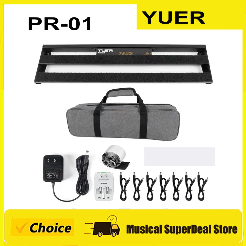 

Guitar Pedalboard with Built-in Power Supply Aluminium Alloy 1.8lb Lightweight Pedal,Carrying Bag, Guitar Pedal Cable, VelBoard