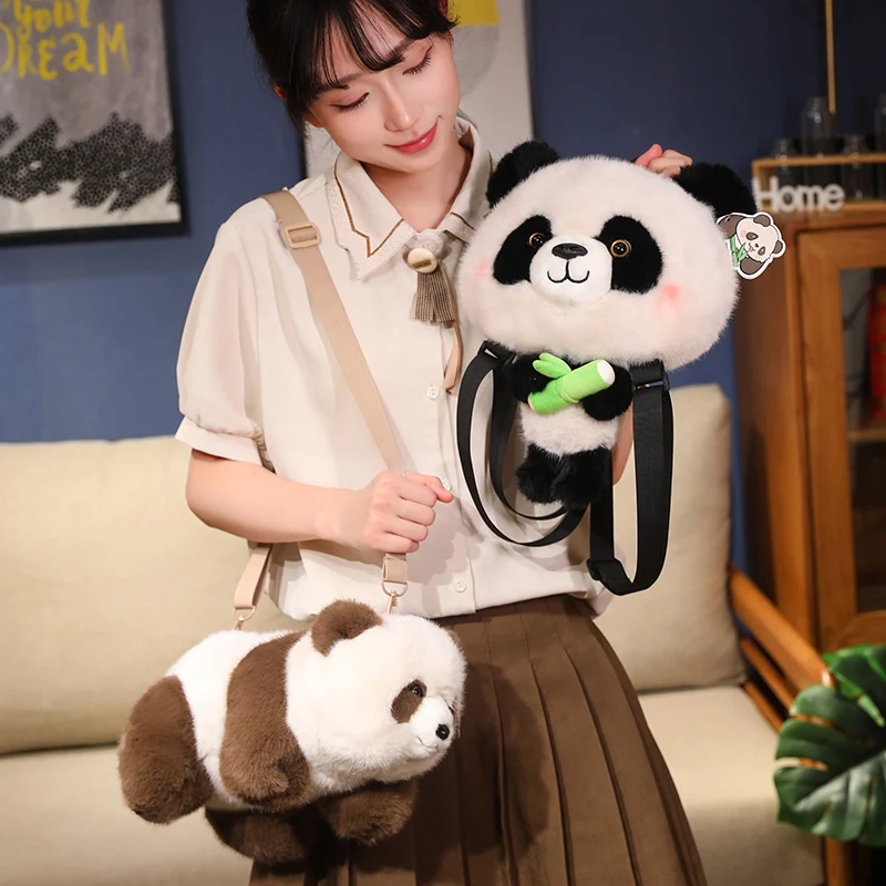 น่ารัก Panda Plush กระเป๋าเป้สะพายหลัง Kawaii แฟชั่น Plushie ตุ๊กตาตุ๊กตาสัตว์ตุ๊กตา Panda ไม้ไผ่วันหยุดของขวัญ