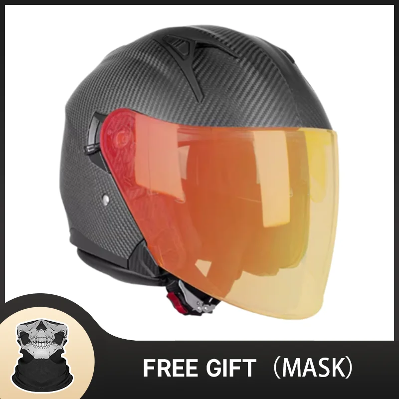 

Ретро-дизайн 3K матовый черный мотоциклетный шлем из углеродного волокна 3/4 с открытым лицом и защитой от царапин линз и гарантией безопасности для верховой езды