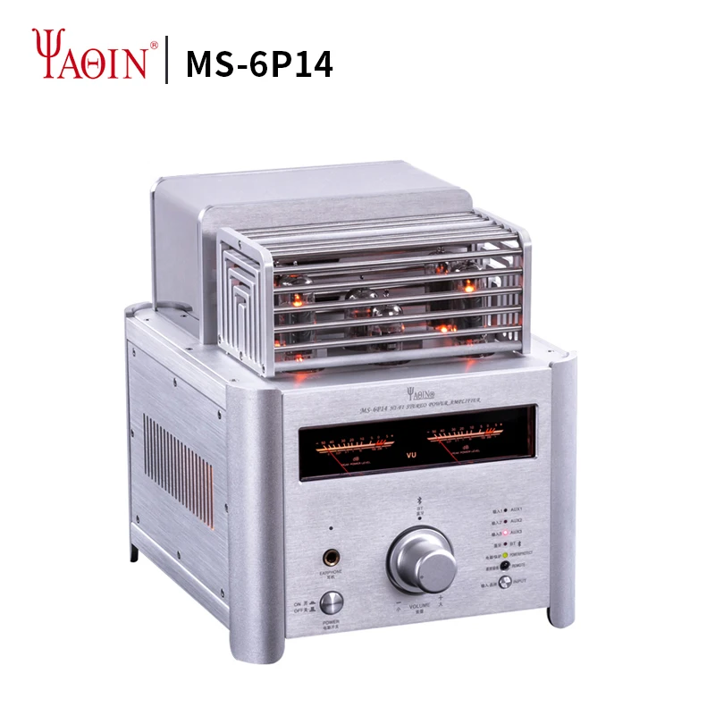 

YAQIN MS-6P14 BT 5.0 tube amplifier 12AX7 12AU7 6n14n CSR8675 HiFi desktop audio aptX HD with remote control