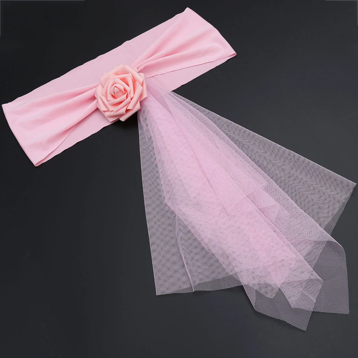 

Pink Chair Back Flower Organza Bowknot Elegant Chair Sashes for Wedding Party Birthday Banquet Event Decoration