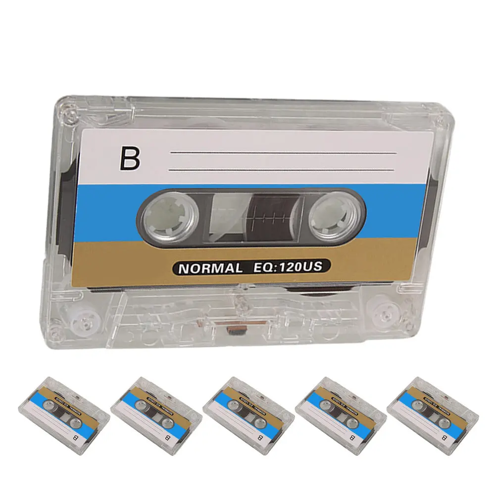 6Pcs Blank Micro Cassette Tapes 30Min Capacity Clear Hard Shell Case Retro Recording Tape for Greetings Dictating Machines Mini