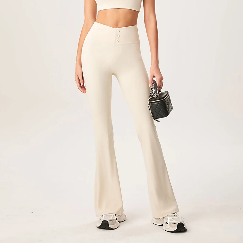 Yoga Pilates Pants Women Gym Workout Leggings Fashion Butt Lifting Flare Pants Ladies High Waist Tummy Control Sports Trousers