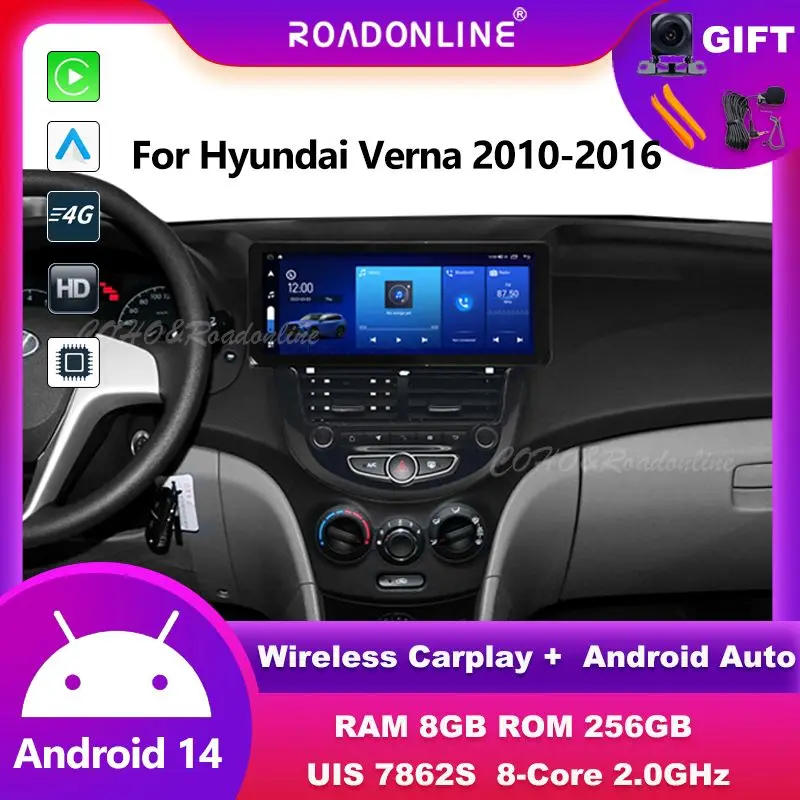 

12.3'' For Hyundai Verna 2010-2016 8+256 car intelligent systems wireless carplay android car radio multimedia player