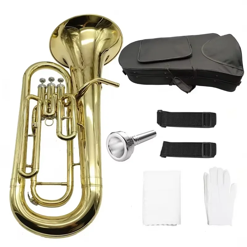 Bb Euphonium Golden Appearance Brass Material Three Keys Musical Instrument