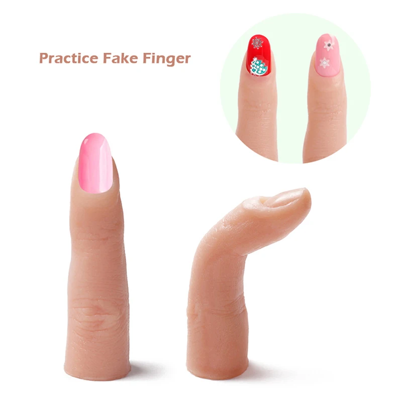 Soft Silicone Fake Finger for Nail Practice With Joints Bendable False Fingernails Hand Nails Tip Manicure Training Accesories