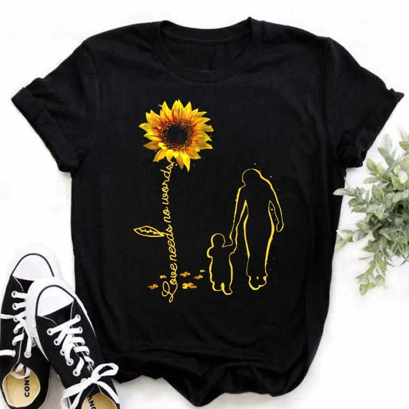 Fashion Butterfly Sunflower Graphic Print Women T-shirt Summer Casual Short Sleeve Female Tops 90s Streetwear Women Clothing
