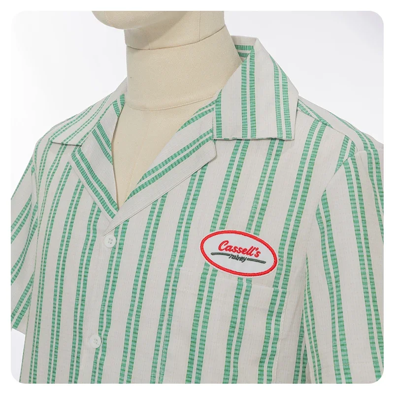 Halloween Carnival Couple Cosplay Outfit Nikki Bear Costume, Green Stripe Shirt & Red Zebra Print Halter Top Shorts for Theme Pa view 6