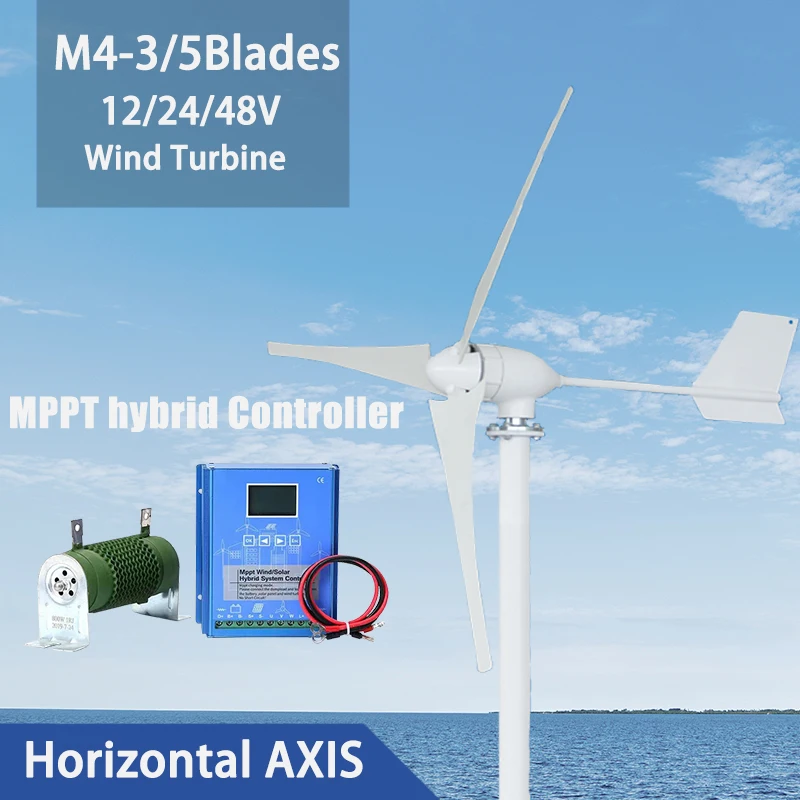 

12/24/48V 15000W Wind Turbine Generator Low StartingWind Speed Free Alternative Energy With MPPT Hybrid Controller For Homeuse