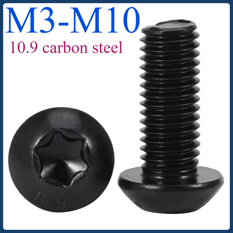 

Black Grade 10.9 Steel Tamper-Proof Screws - M3 M4 M5 M6 M8 M10 Six-Lobe Button Pan Head Security Fasteners