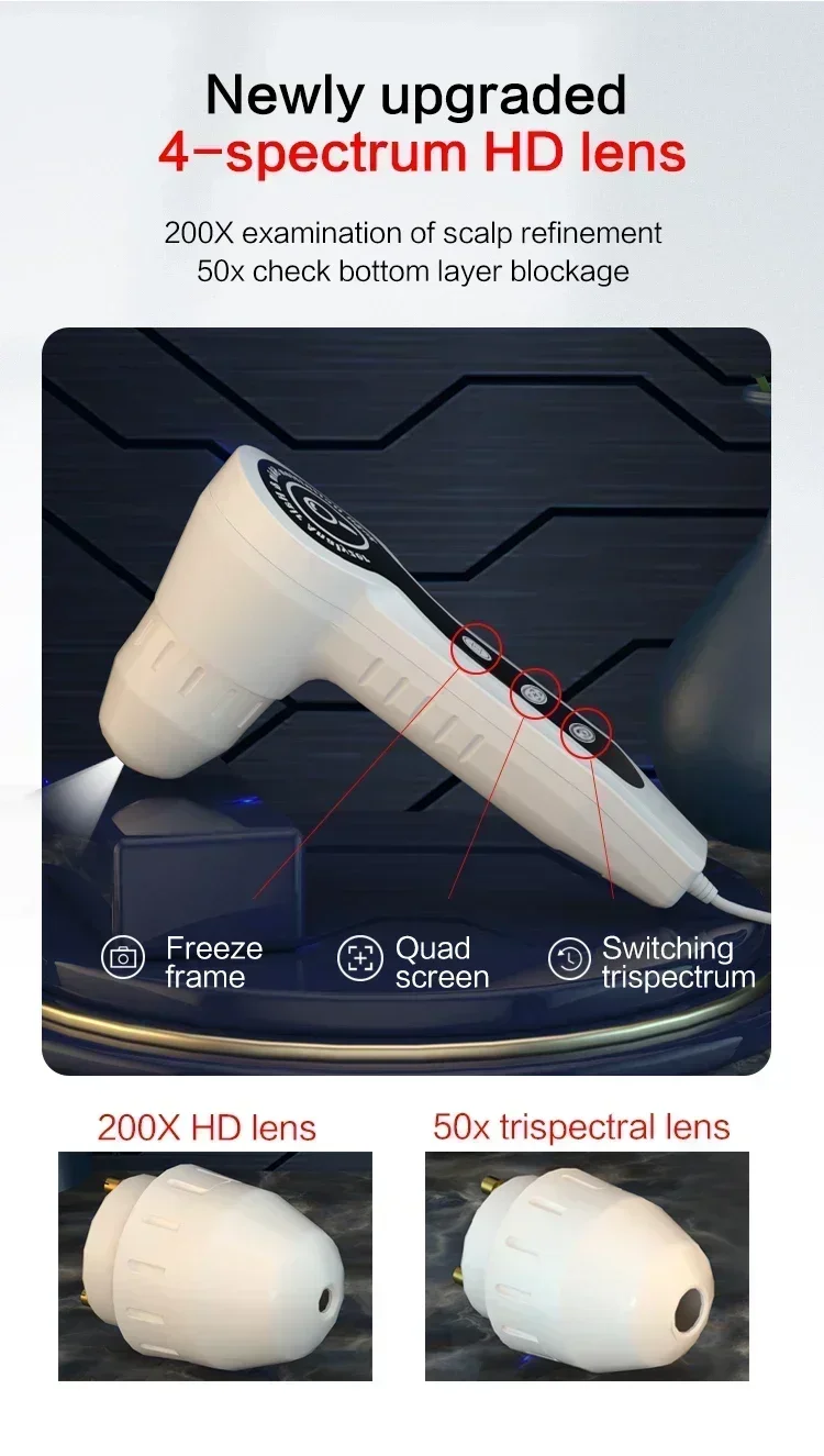 2025 HD Digital Skin Analyzer Professional Hair Scalp Camera Detector Hair Follicle Oil Moisture Test Device 15inch Skin Tester