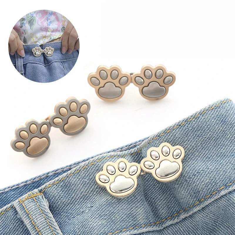 

Paw Prints Waist Buckle Removable Pant Clips Adjustable Tightener No Sewing Required Waist Buckle Embellishments for Clothing