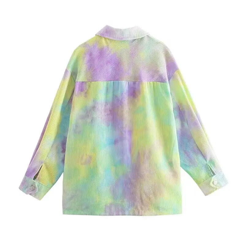 Faionable عارضة التعادل صبغ المرأة irt Jaet الخريف وصول جديد تنوعا البوليستر طويل Sve مخطط طوق ex