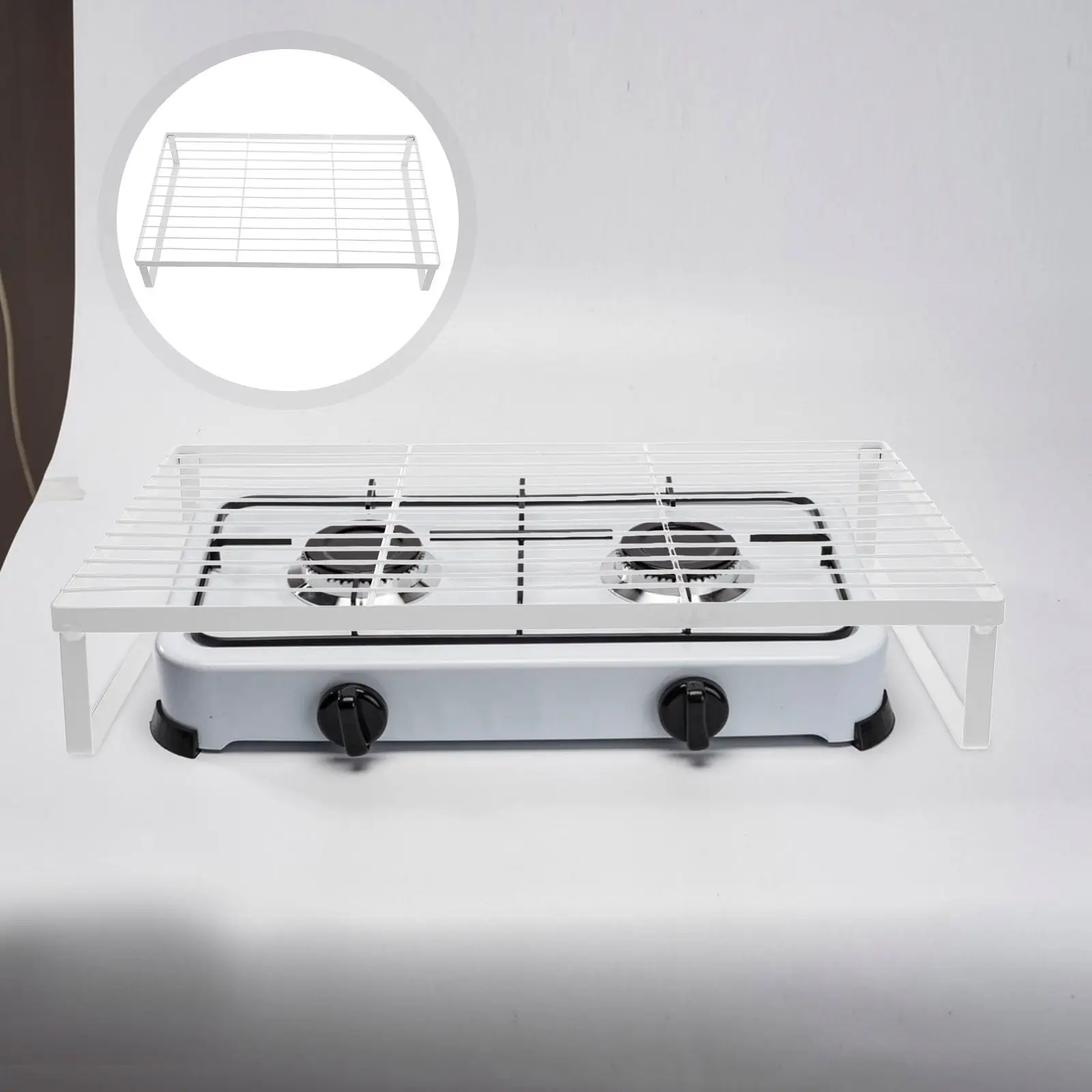 Gas Stove Rack Metal Storage Stand Cooking Pot Shelf Induction Cooker Holder Kitchen Counter Organizer Under Desk Storage Shelf