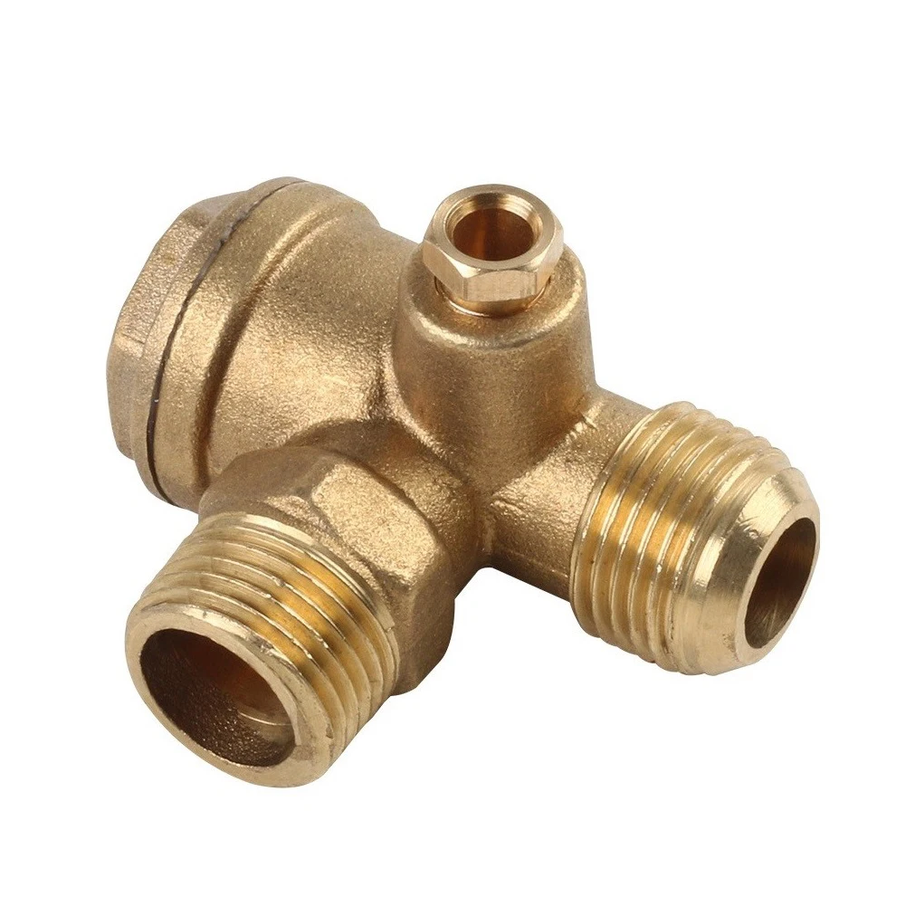 Air Compressor Check Valve With Screw 1pcs 20*20mm Connector Gold Home Male Threaded One-way 3-Port Air Tools Brass