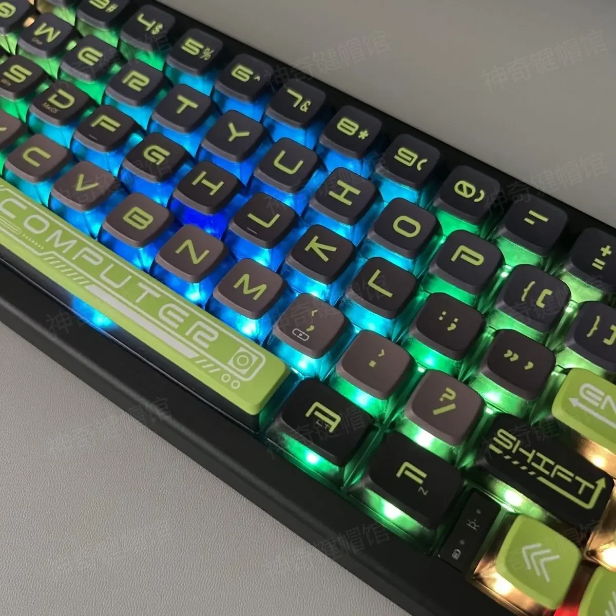 116-key Pudding Keycap ASA Highly Fluorescent Green Y Bottom Translucent Keycap PBT Material Custom Mechanical Keyboard Keycap