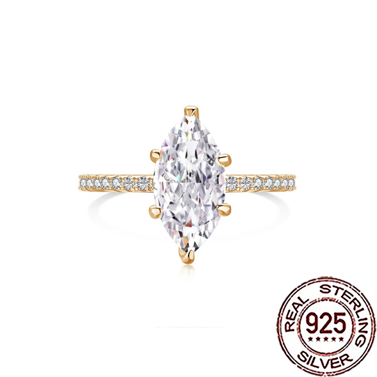 CWWZircons Ringe aus echtem 925er-Sterlingsilber, glänzend, Marquise-Schliff, Zirkonia, für Frauen, feine Hochzeit, Verlobung, Schmuck, Geschenk SR012
