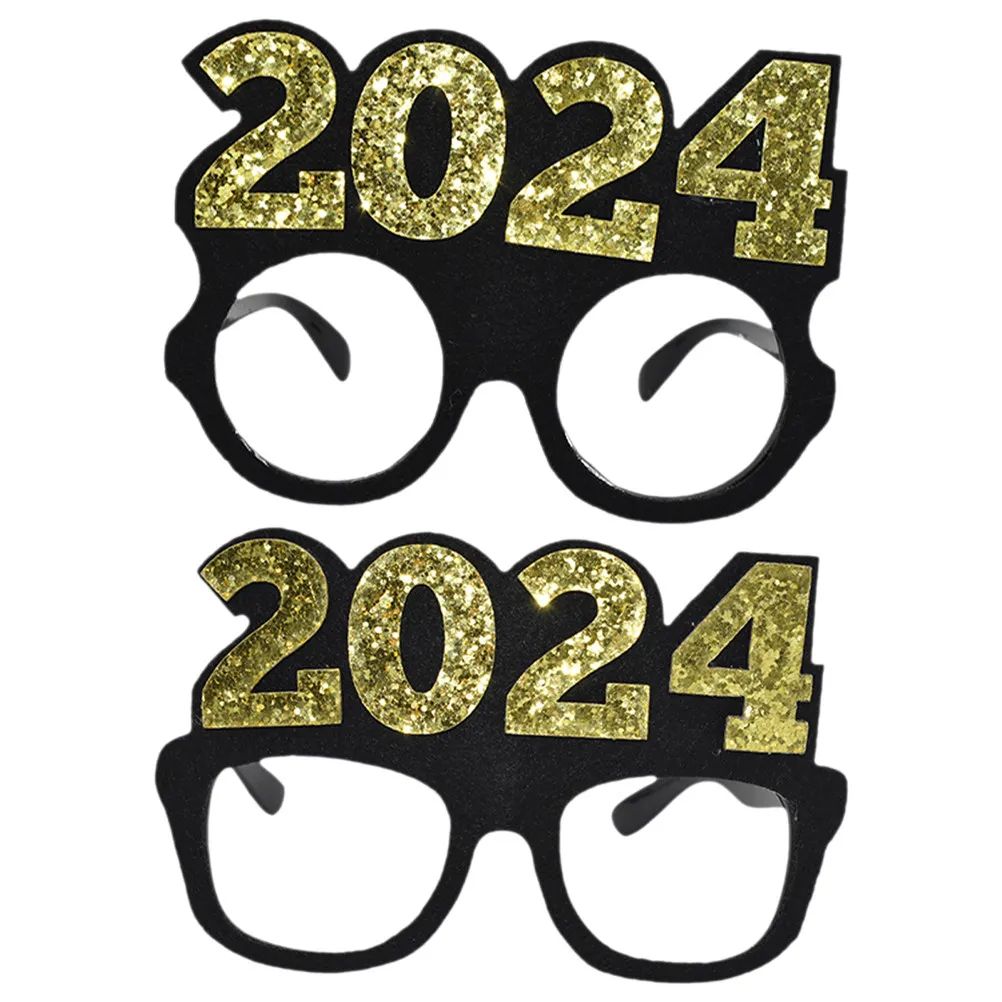 

2Pcs 2024 Eyeglass Prop Decorative New Year Glasses Festival Party Eyewear Photo Props Performance Supplies New Year Glasses