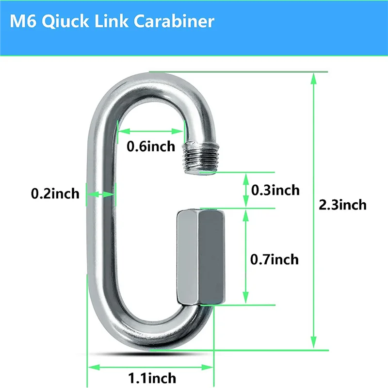 A79E-30PCS M6 Quick Links Chain Links Connector Carabiner Clips,Screw Lock Oval Locking Carabiner for Safety Chain Hammock