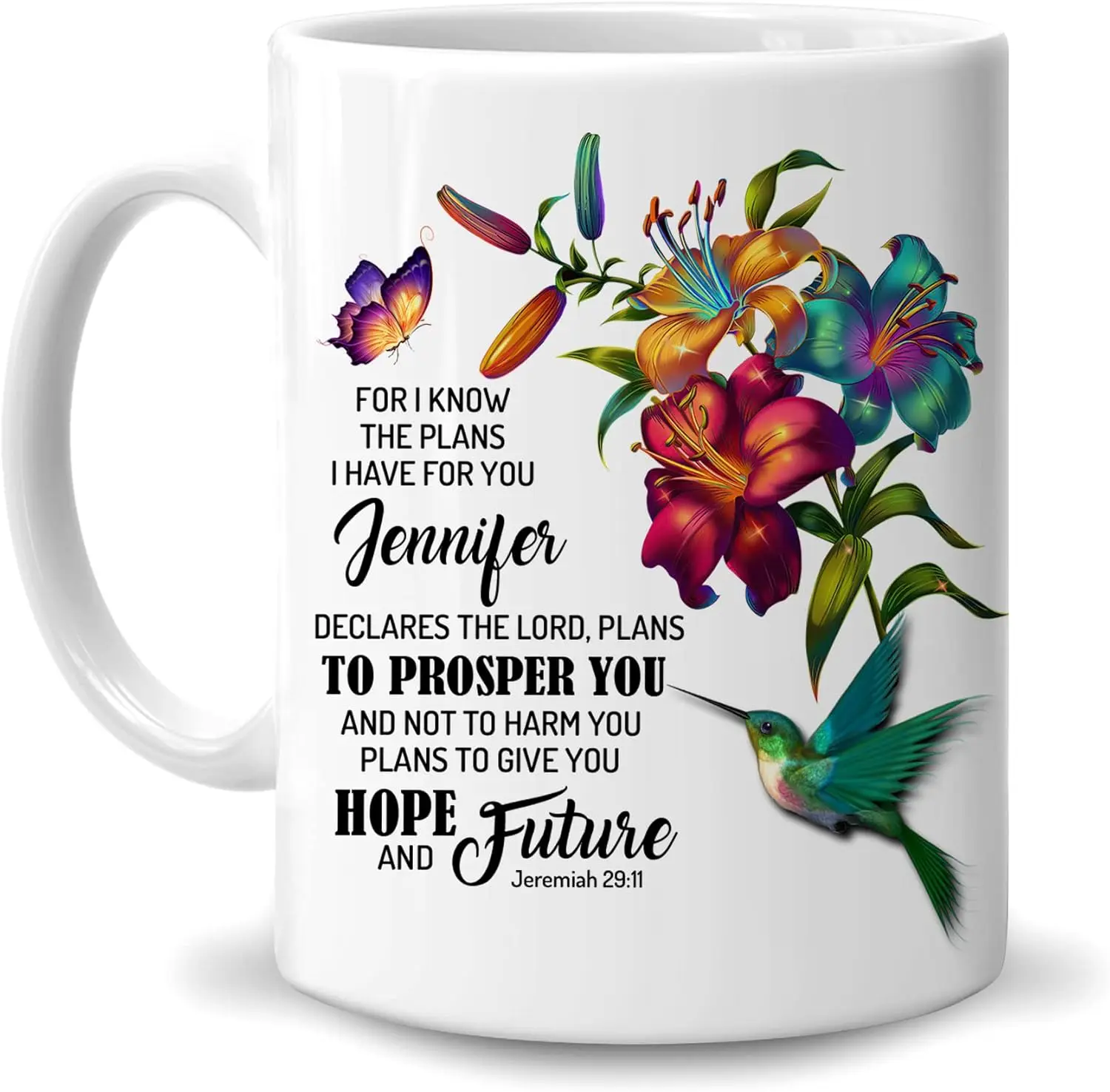 Hyturtle Personalized For I Know THe Plans I Have For You 11oz White Ceramic Coffee Tea Mug, Gifts For Men, Women, God Believers