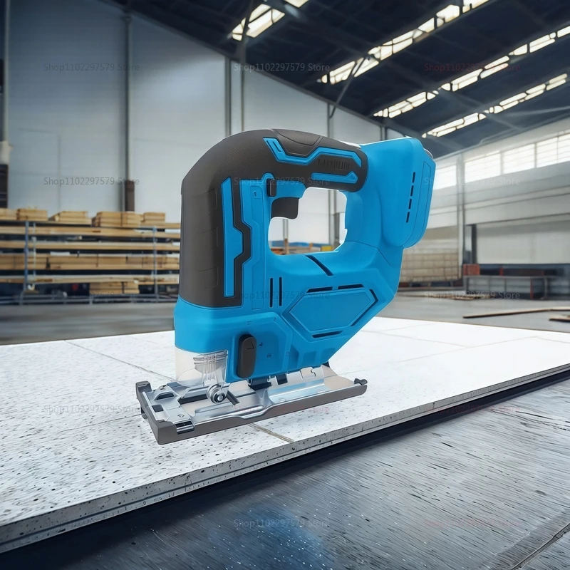 3000RPM Cordless Electric Jigsaw with Curved Blade Portable Multifunction Power Tool for Carpentry DIY 18V Battery No Battery