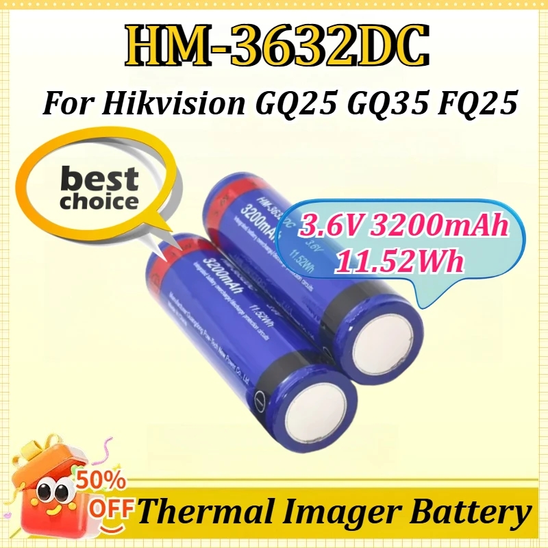 

HM-3632DC 3.6V 3200mAh 11.52Wh for Hikvision GQ35 FQ25 GQ25 Thermal Imaging Search Devices Battery Rechargeable Lithium Battery