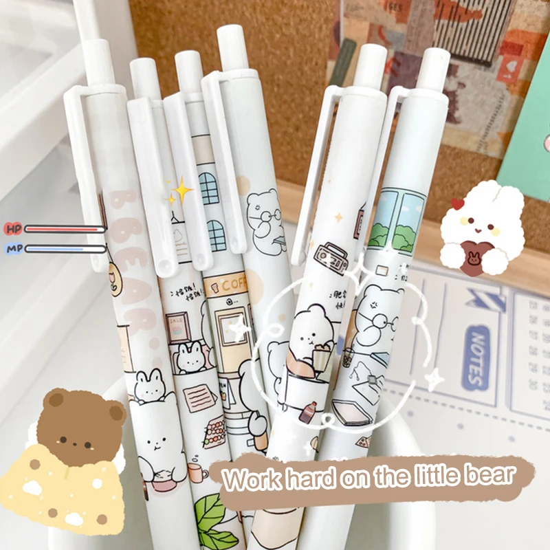 

Kawaii Gel Pen Set 6pcs/Set Cute Cartoon Office Accessories Black 0.5 Student Writing Aesthetic Stationery School Supplies