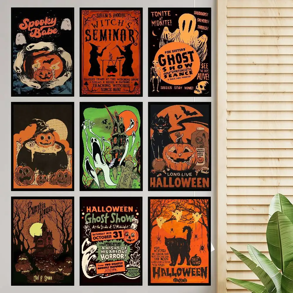 Halloween Geist Kürbis Vintage Poster Sticky Vintage Zimmer Home Bar Cafe Dekor Kawaii Zimmer Dekor