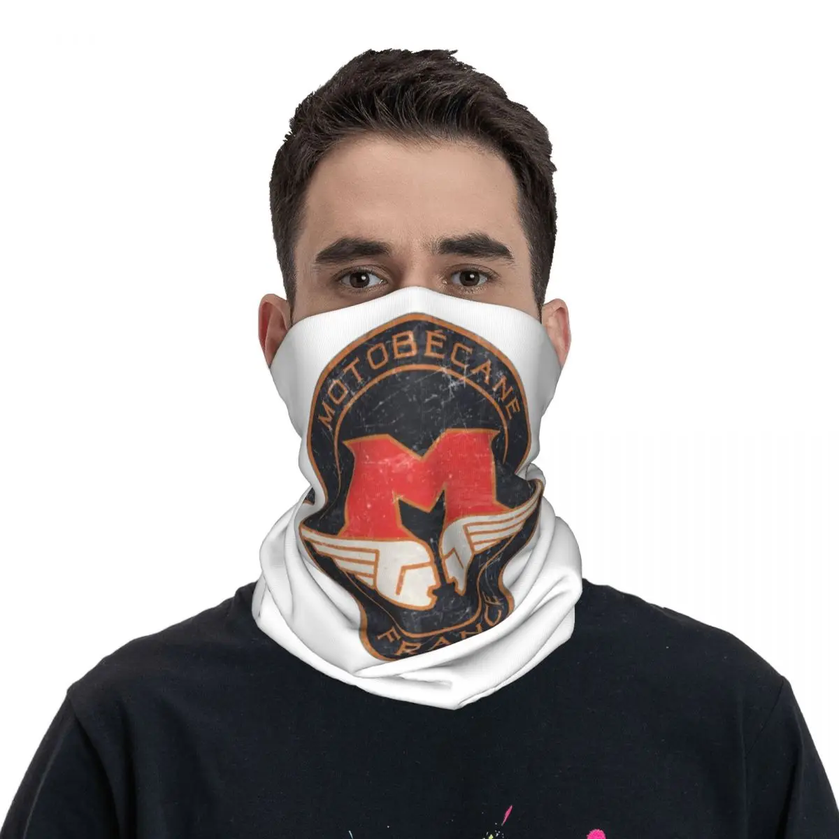 Motobecane Retro Badge Bandana Neck Gaiter Printed Wrap Scarf Multifunction FaceMask Riding For Men Women Adult Breathable