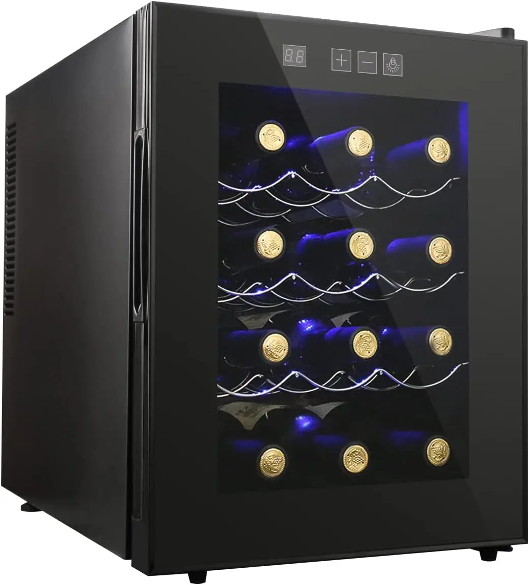 12 Bottle Wine Cooler Refrigerator, Compact Mini Wine Fridge with Digital Temperature Control Quiet Operation Thermoelectric Chi