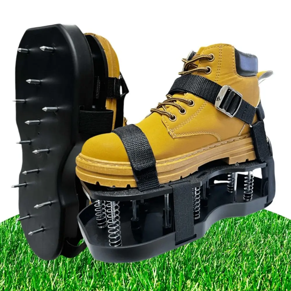 2024 Grass Lawn Aerator Shoes Loose Soil Tool Grass Aerator Shoes Spring Base Yard Grass Cultivator