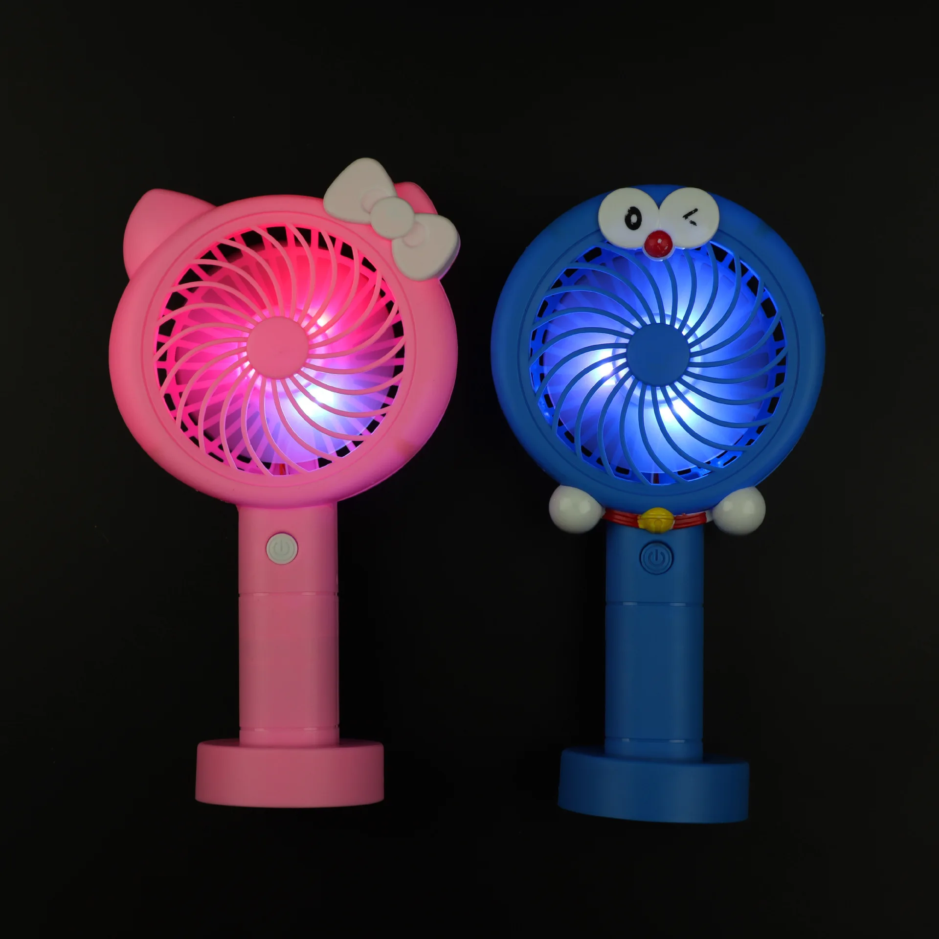 Lovely pink bow windy Fan Portable Handheld With Rechargeable Built-in Battery lights USB Port Handy Air Cooling Mini Fan